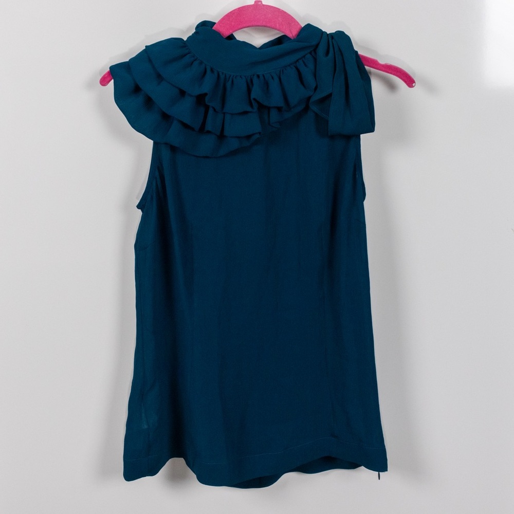 Y2K Espirit Ruffle Bow Neck Sleeveless Blouse